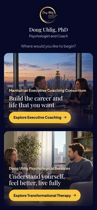Doug Uhlig Psychological Services home page on a phone
