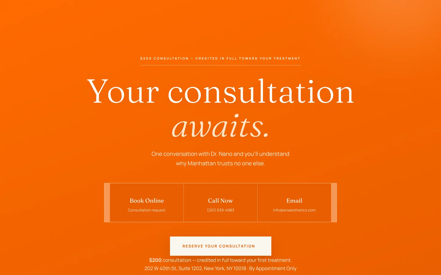 Eviaesthetics — Booking a consultation