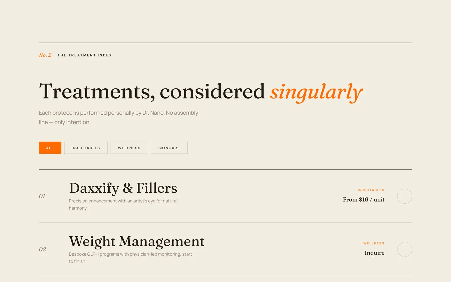 Eviaesthetics — The treatment index