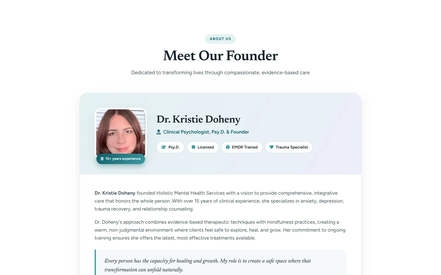 Holistic Mental Health Services — Meet the founder