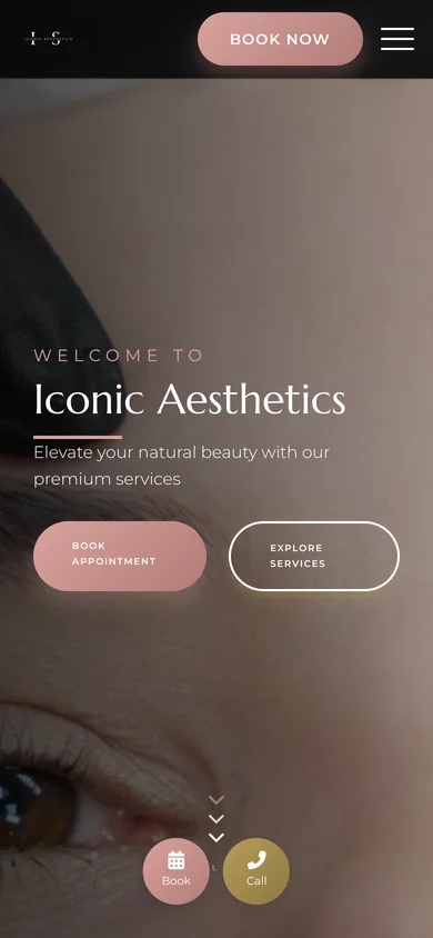 Iconic Aesthetics home page on a phone
