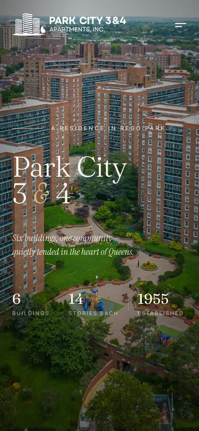 Park City 3 & 4 home page on a phone